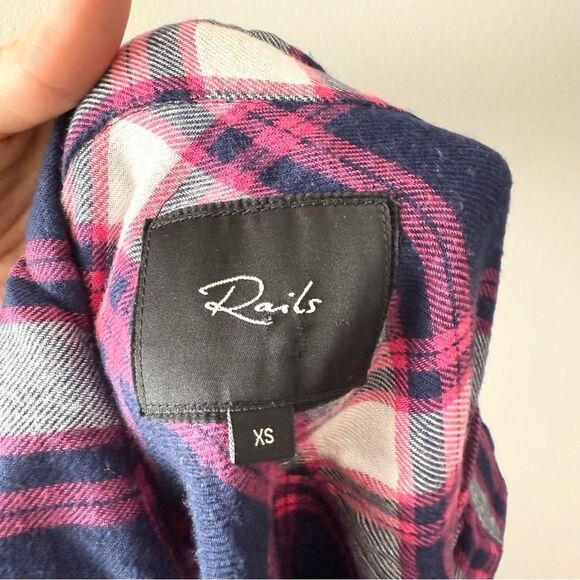 Rails Hunter Flannel Plaid Button Shirt Regent Taffy White Size XS - Picture 3 of 6